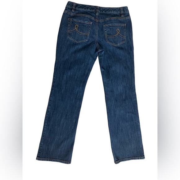 LOFT Blue Straight Leg Jeans with Classic Stitching 6 - Picture 9 of 11
